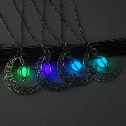 Moon Natural Glowing Stone Healing Necklace