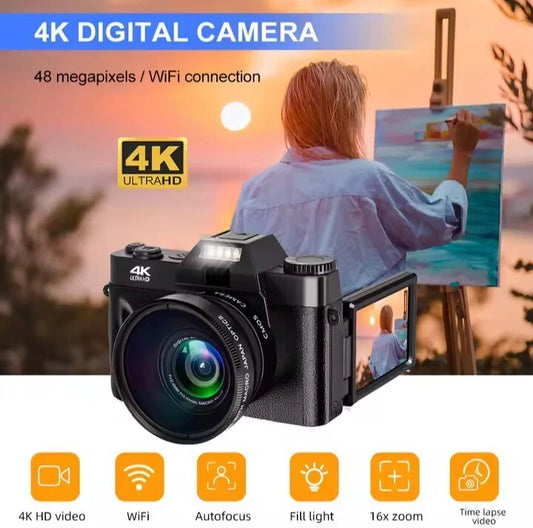 4K 48MP Camera for Vlogging HD, Night Shot, Travel and YouTube Ready