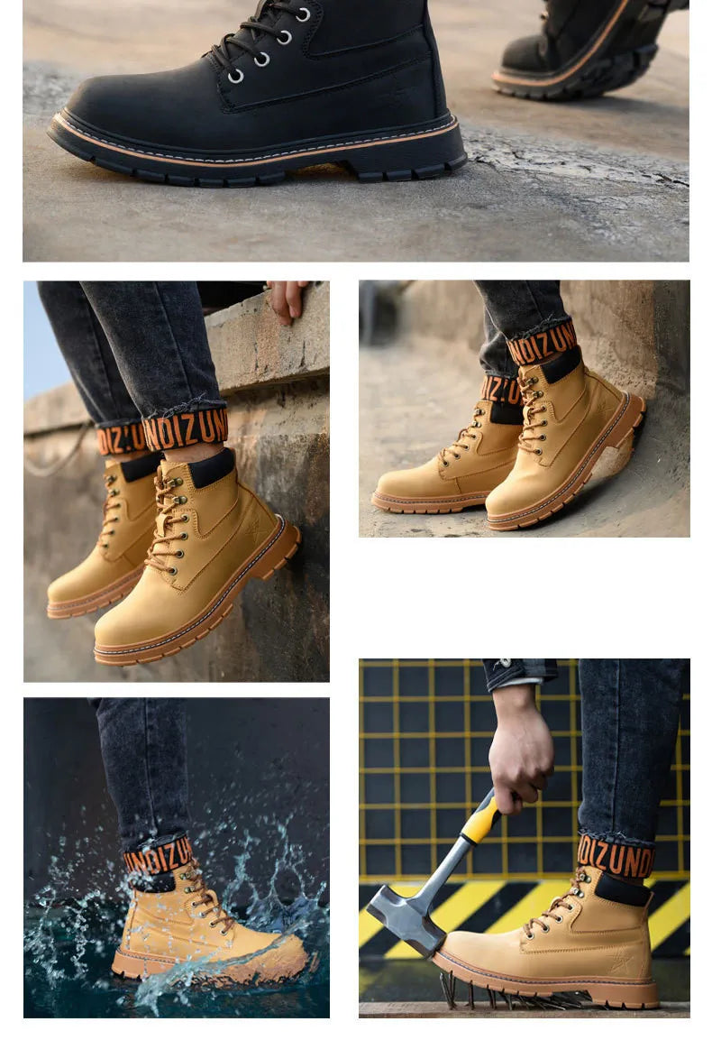 High-Top Safety Boots For Men Anti Smash Anti-Puncture Work Boots